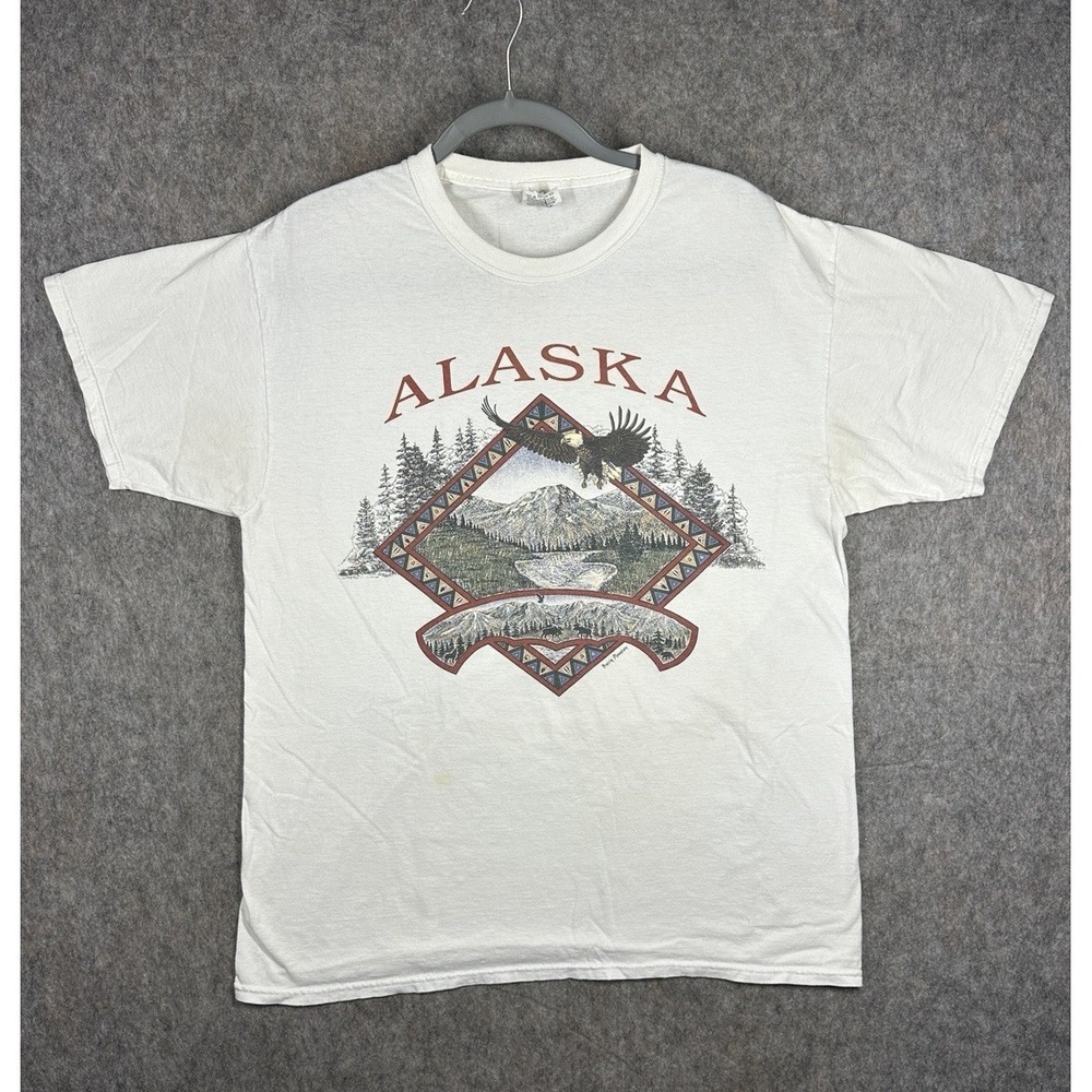 Vintage Alaska T Shirt Mens L Eagle Mountain Scenic Graphic USA Nature Tee